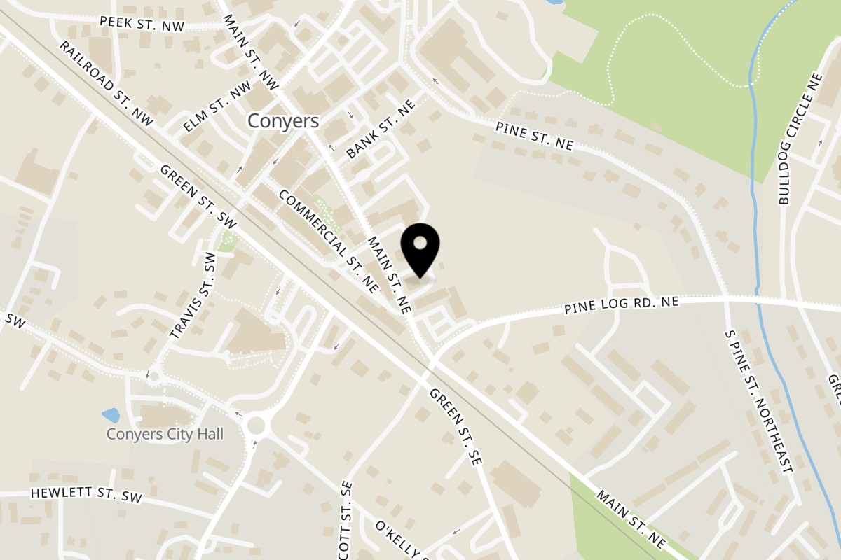 Map showing the location of Thai Palace & Sushi Bar on 968 main St in Conyers